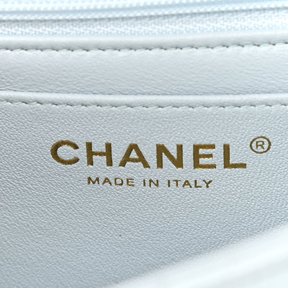 Chanel Lambskin Quilted Mini Top Handle Rectangular Flap Light Blue 6 of 11