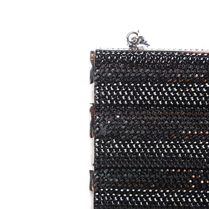 Judith Leiber Swarovski Crystal Minaudiere Clutch Black Silver 9 of 10