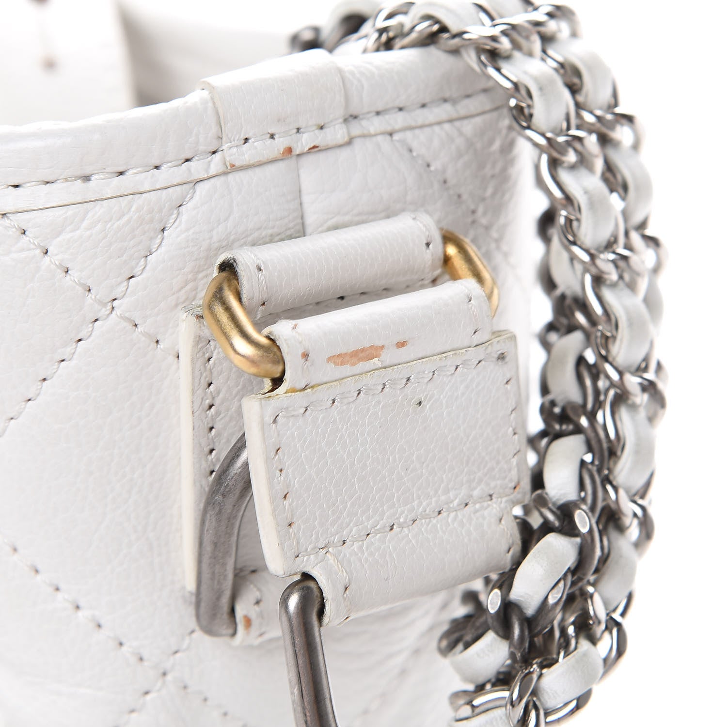 Chanel Aged Calfskin Quilted Medium Gabrielle Hobo White 16 of 18