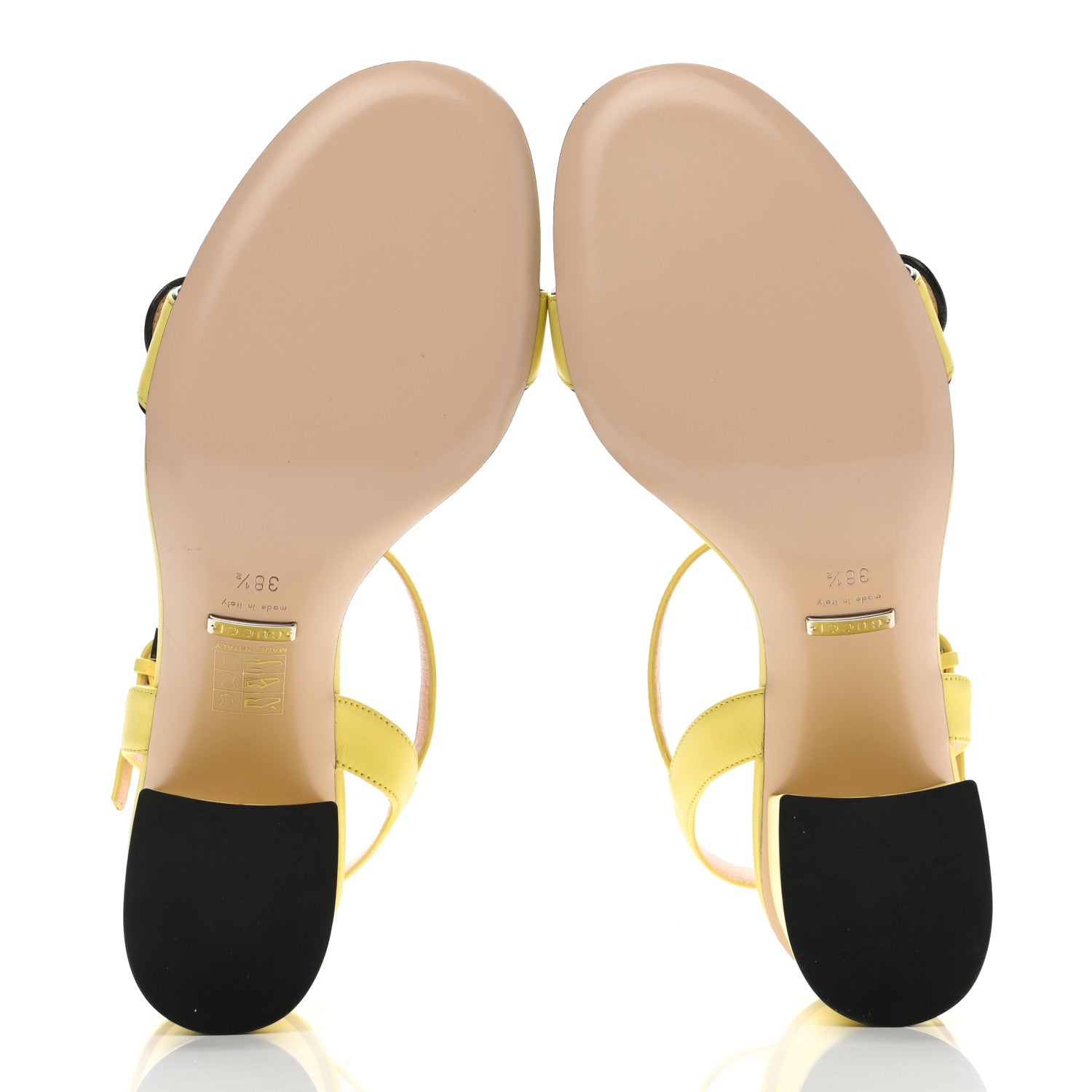 Gucci Lifford Calfskin GG Marmont Ankle Wrap 75mm Sandals 38.5 Banana 5 of 9