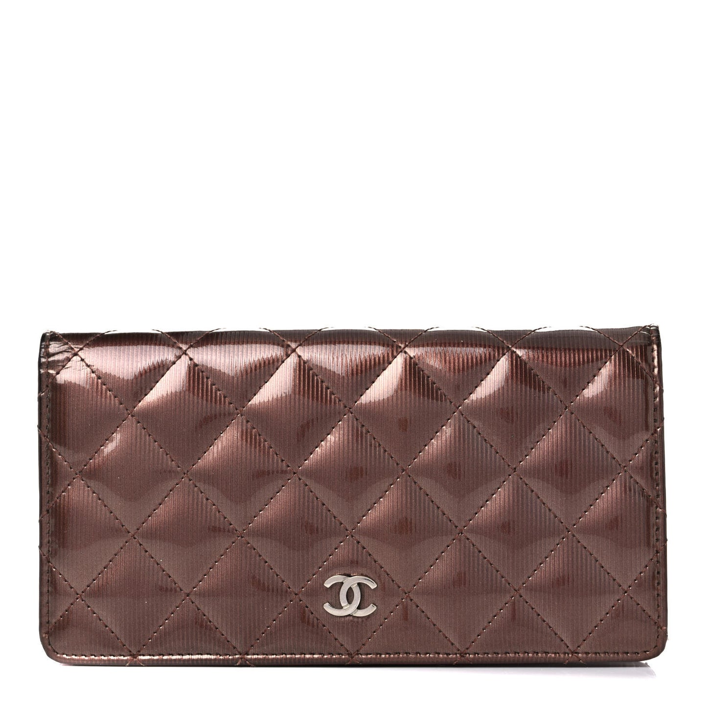 Striated Patent Yen Wallet Pink