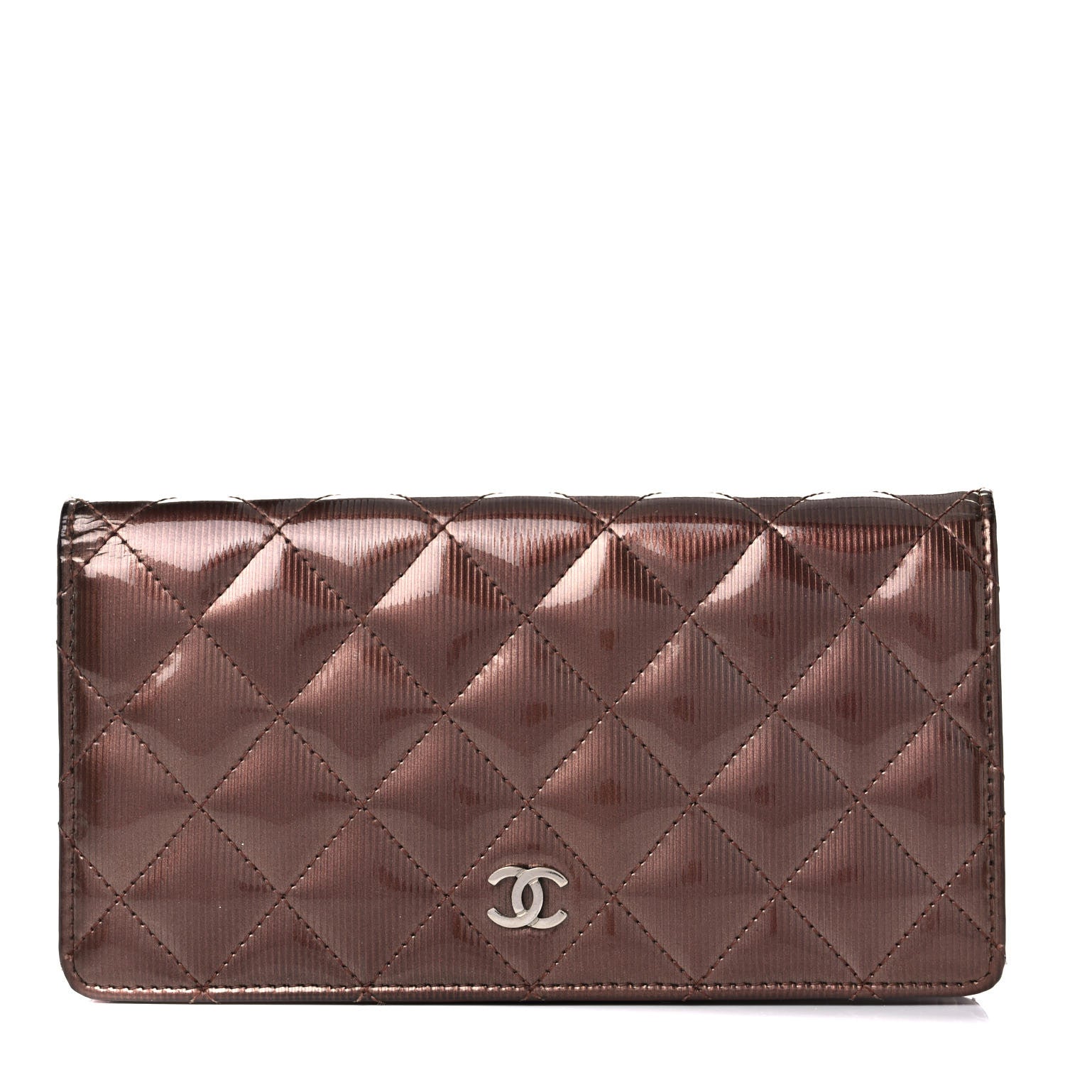 Chanel Striated Patent Yen Wallet Pink 1 of 20