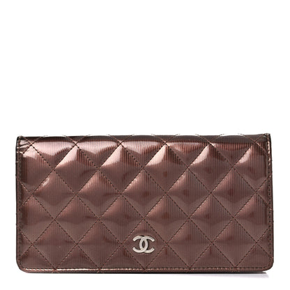 Chanel Striated Patent Yen Wallet Pink 1 of 20
