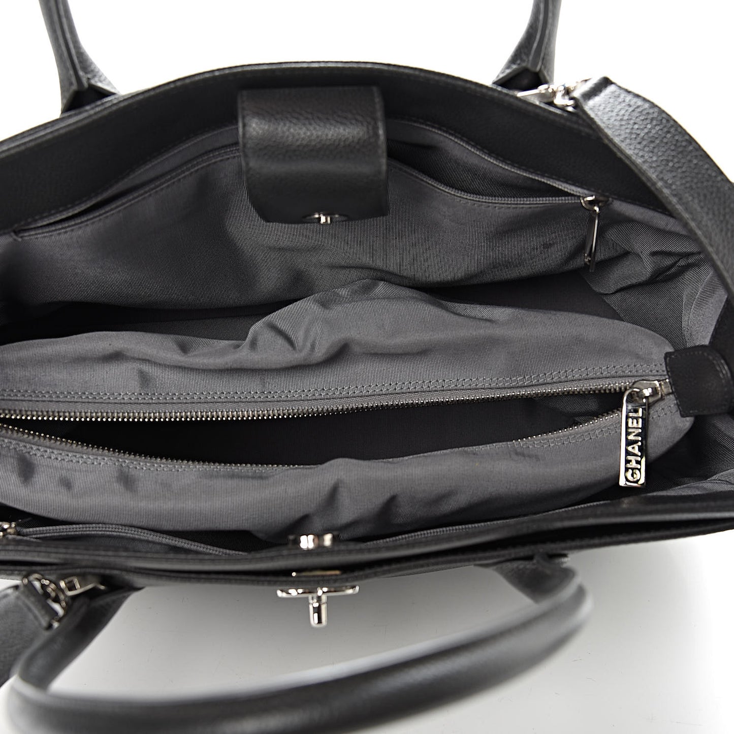 Calfskin Cerf Executive Shopper Tote Dark Grey