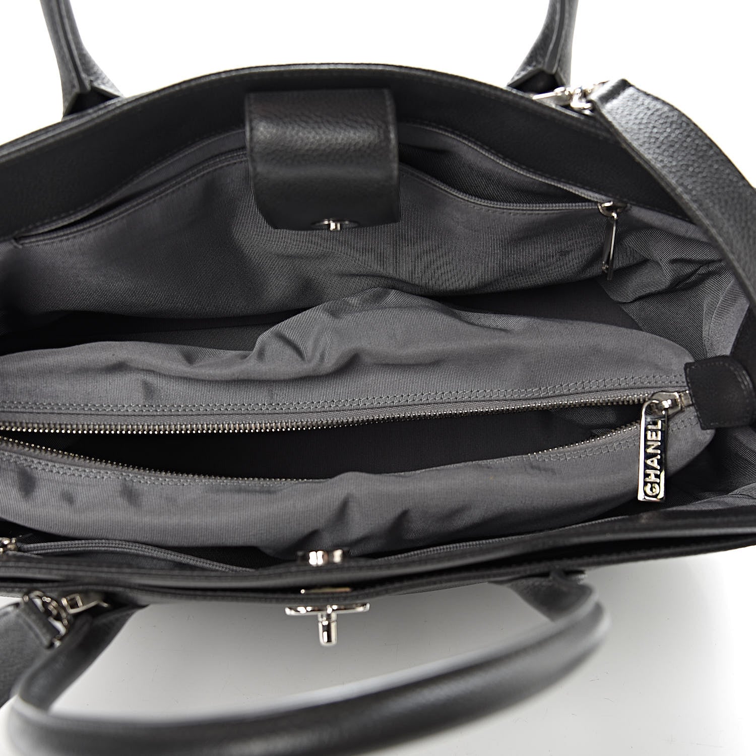Chanel Calfskin Cerf Executive Shopper Tote Dark Grey 5 of 10
