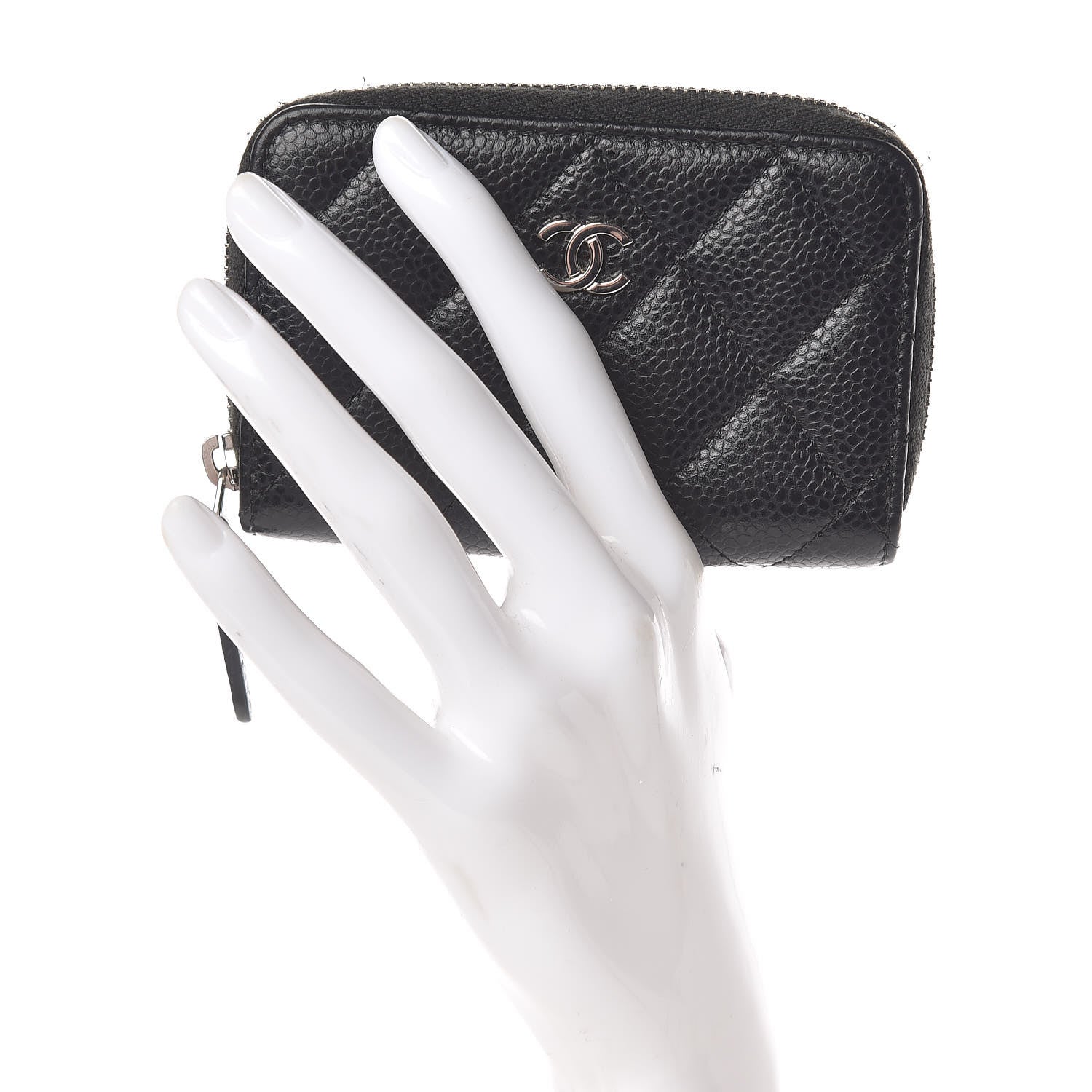 Chanel Caviar Quilted Zip Coin Purse Black 2 of 7