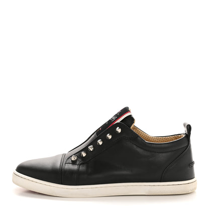 Christian Louboutin Calfskin Fique A Vontade Flat Sneakers 38.5 Black 1 of 12