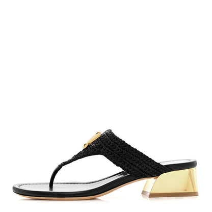 Louis Vuitton Raffia Dita Thong Sandal 40 Black 1 of 9