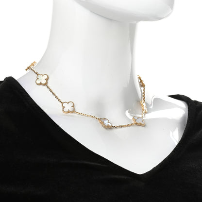Van Cleef & Arpels 18K Yellow Gold Mother of Pearl 10 Motifs Vintage Alhambra Necklace 2 of 5