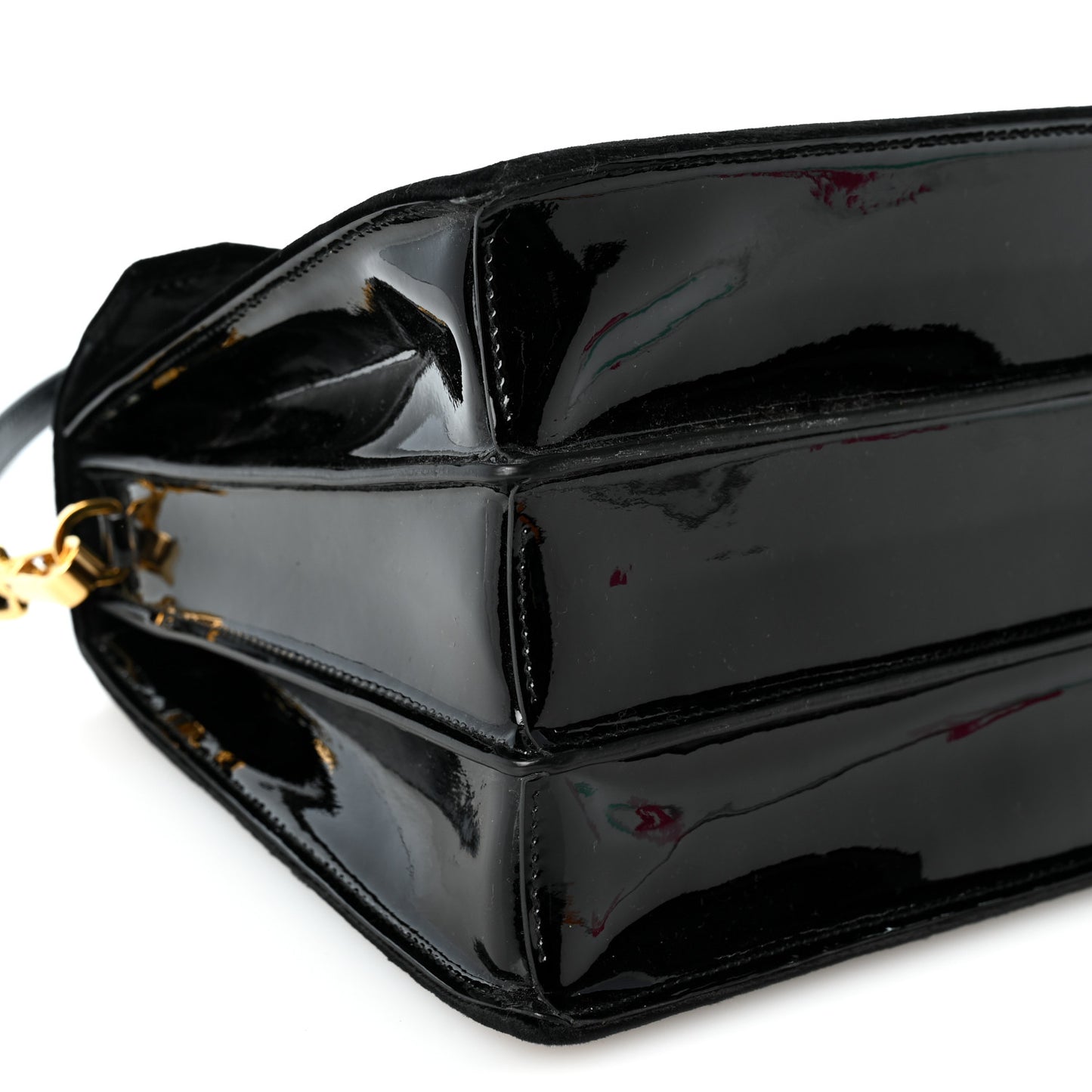 Velluto Vernice Madras Top Handle Bag Black