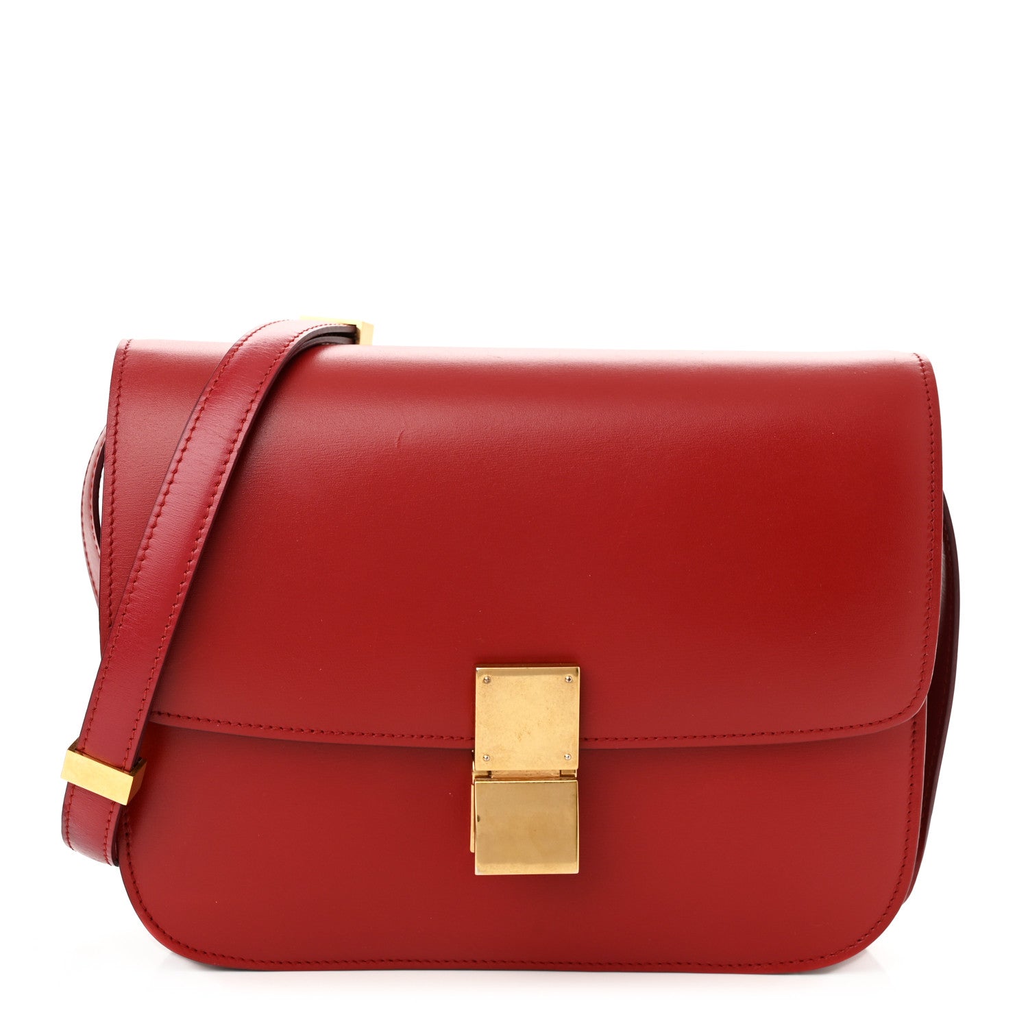 Celine Box Calfskin Medium Classic Box Flap Bag Red 1 of 10