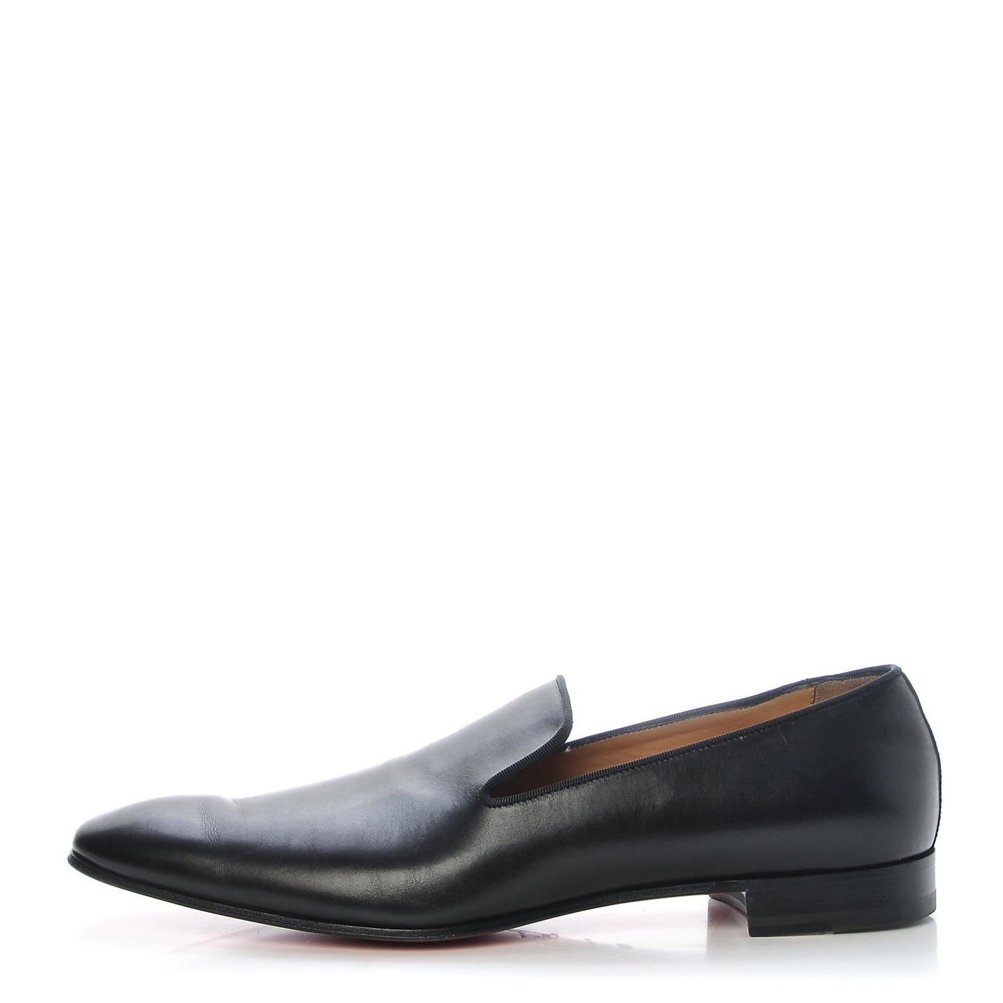 Mens Calfskin Brosse Dandelion Flat Loafers 45.5 Black