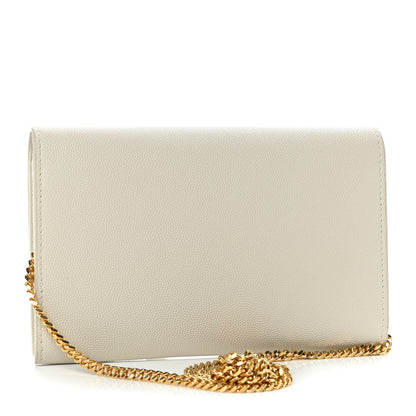 Saint Laurent Grain De Poudre Monogram Uptown Chain Wallet Crema Soft 3 of 11