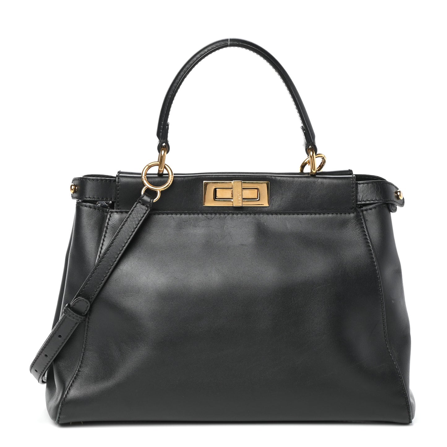 Vitello Morgan Shiny Nappa Medium Peekaboo Iconic Satchel Black