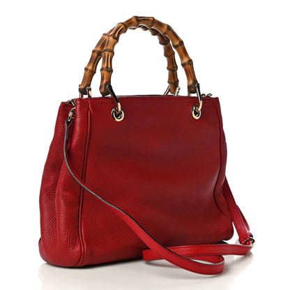 Gucci Calfskin Small Bamboo Shopper Tote Red 2 of 9