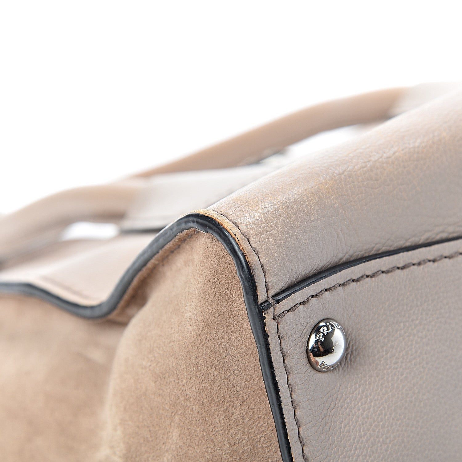 Prada Glace Calf Suede Twin Pocket Tote Pomice 9 of 21