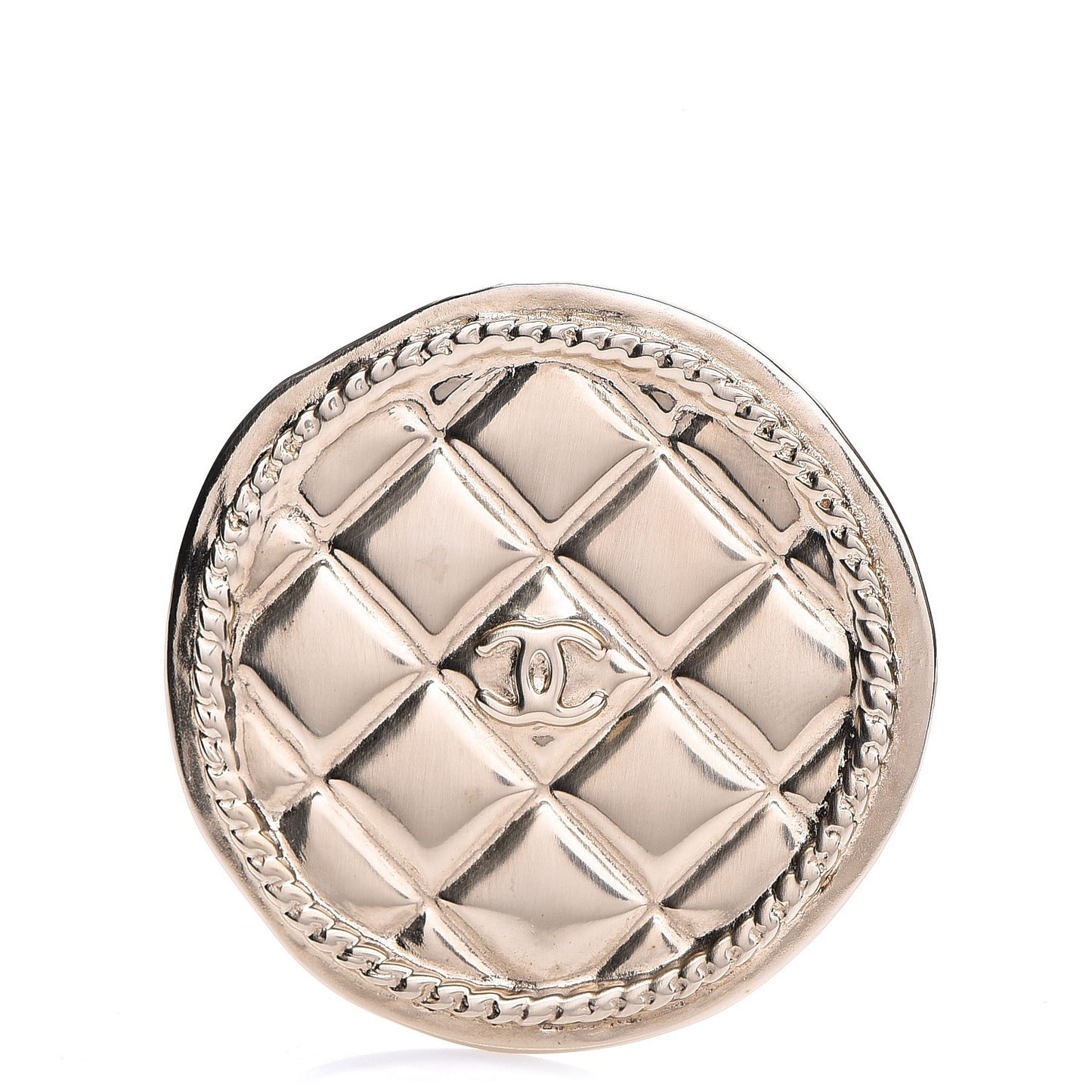 Quilted CC Brooch Pin Gold
