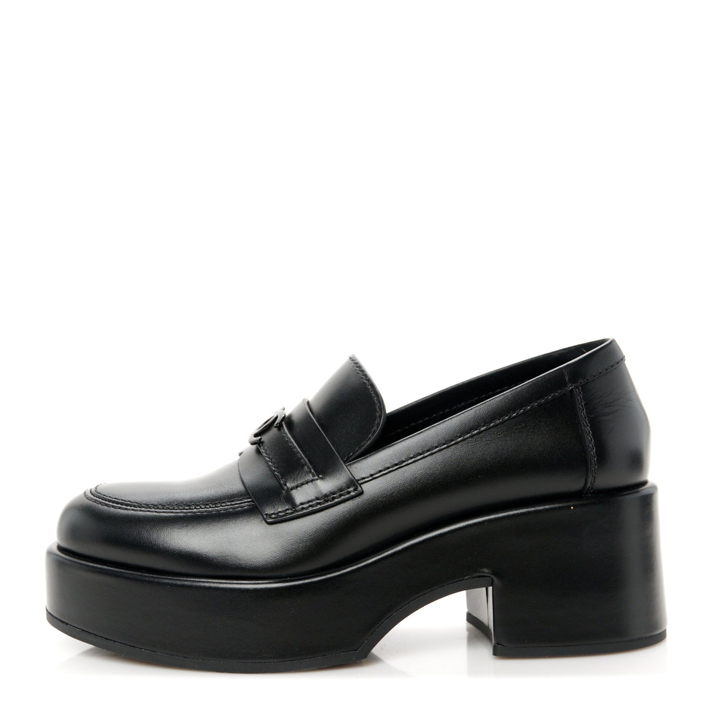 Calfskin CC Platform Loafers 36.5 Black