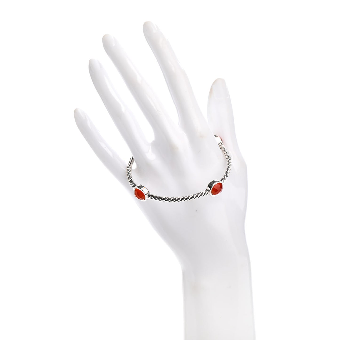 Sterling Silver Carnelian Color Classics 4 Station Bangle Bracelet