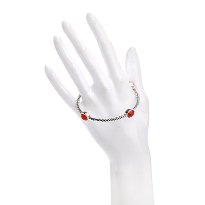 David Yurman Sterling Silver Carnelian Color Classics 4 Station Bangle Bracelet 2 of 4