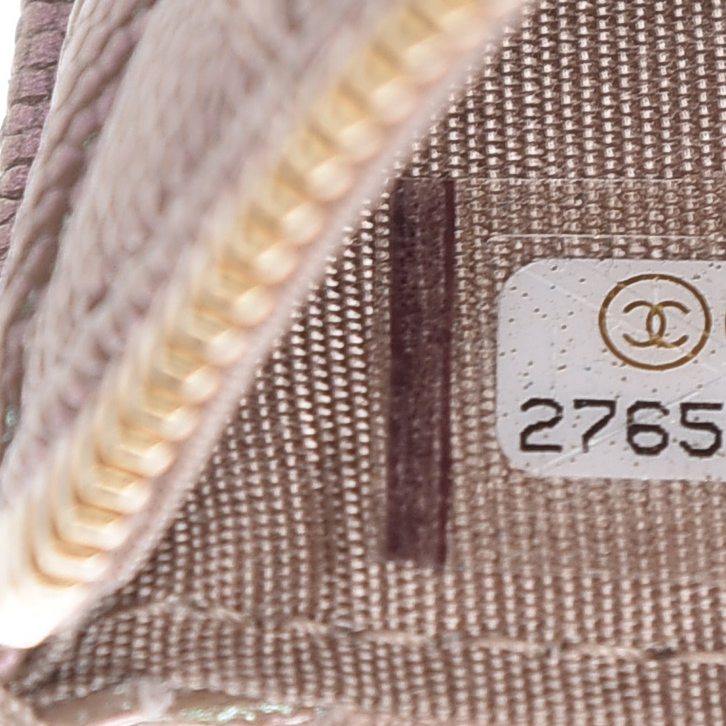 Iridescent Caviar Quilted Classic Zip Pouch Beige