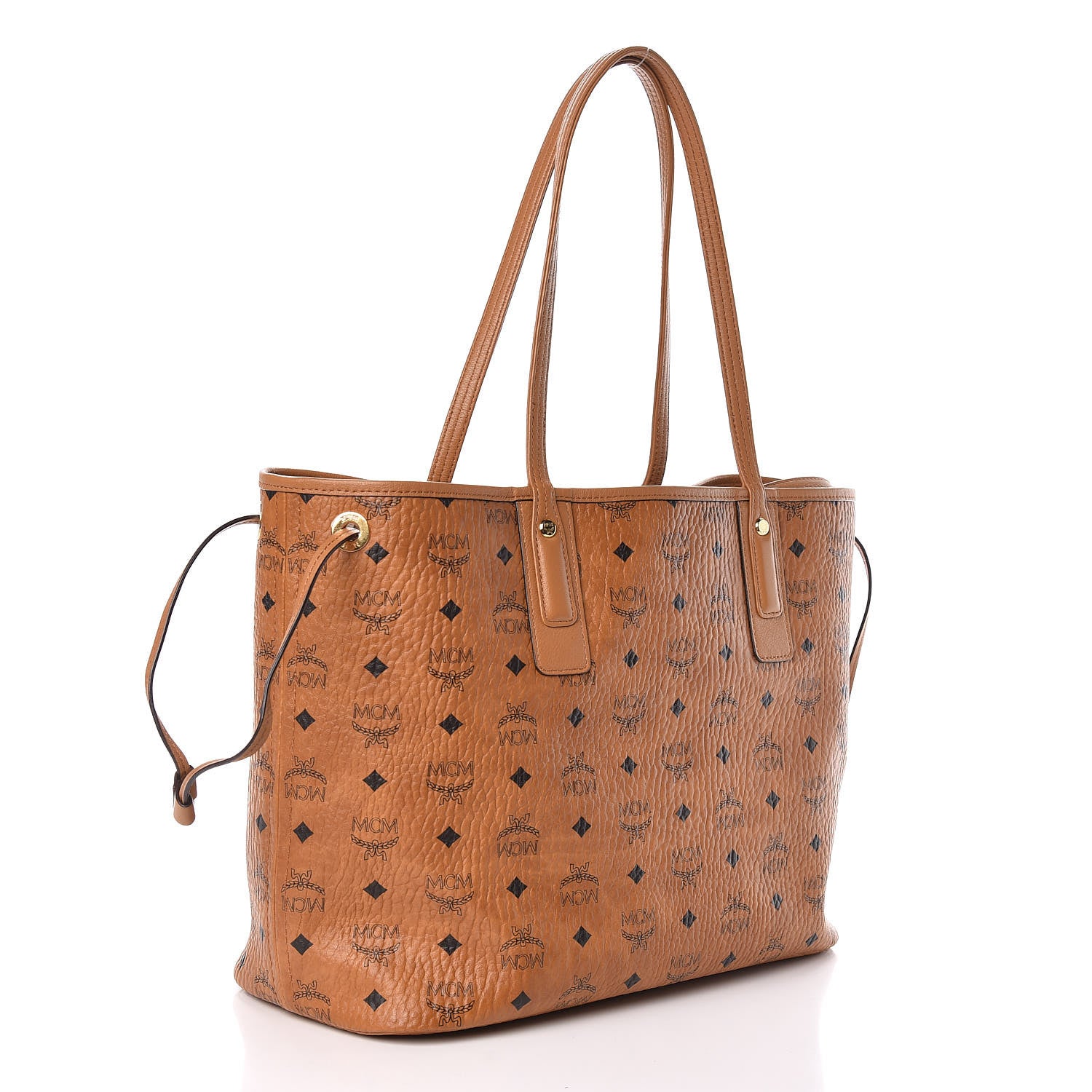 MCM Visetos Medium Liz Reversible Shopper Tote Cognac 6 of 16