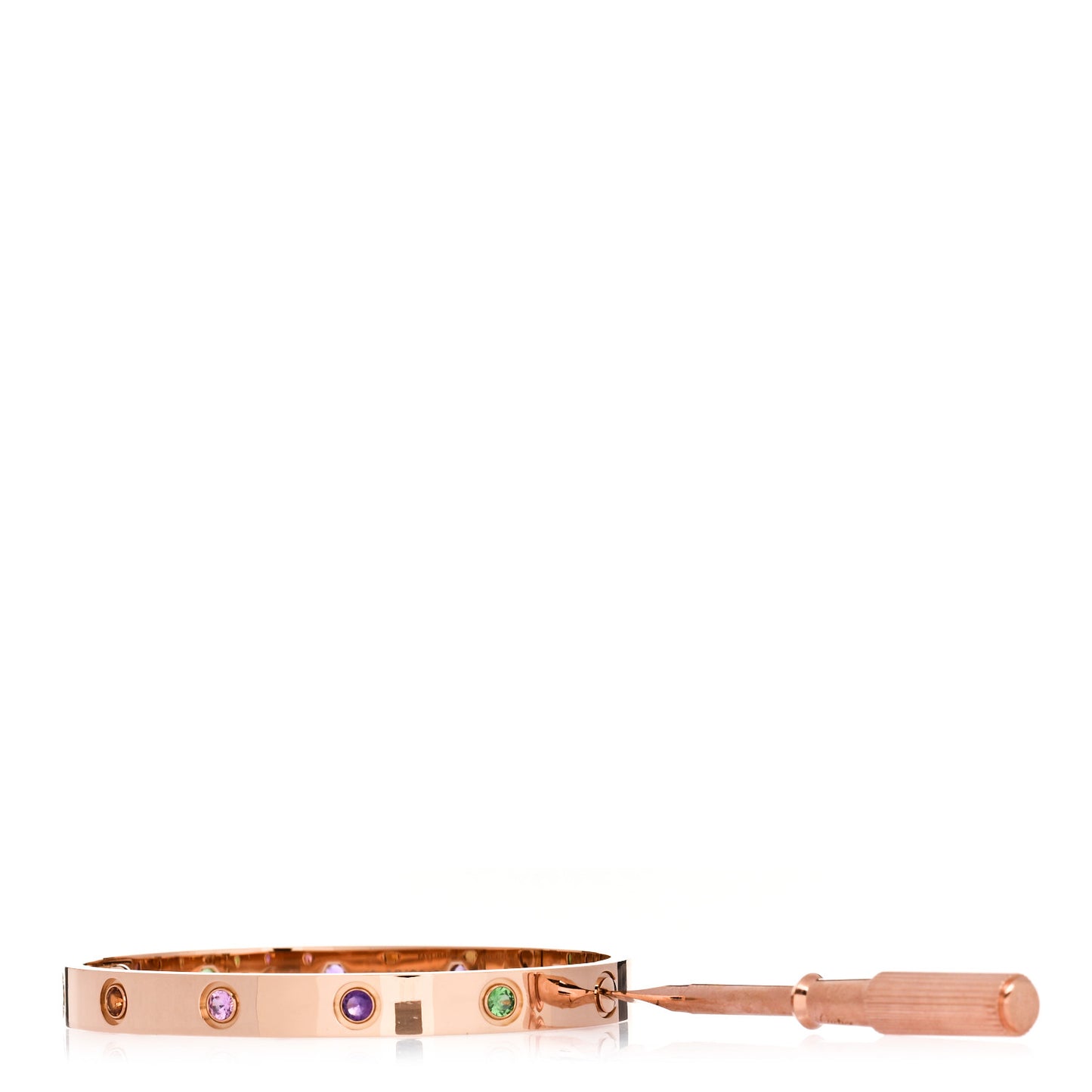 18K Pink Gold Sapphire Garnet Amethyst LOVE Bracelet 16