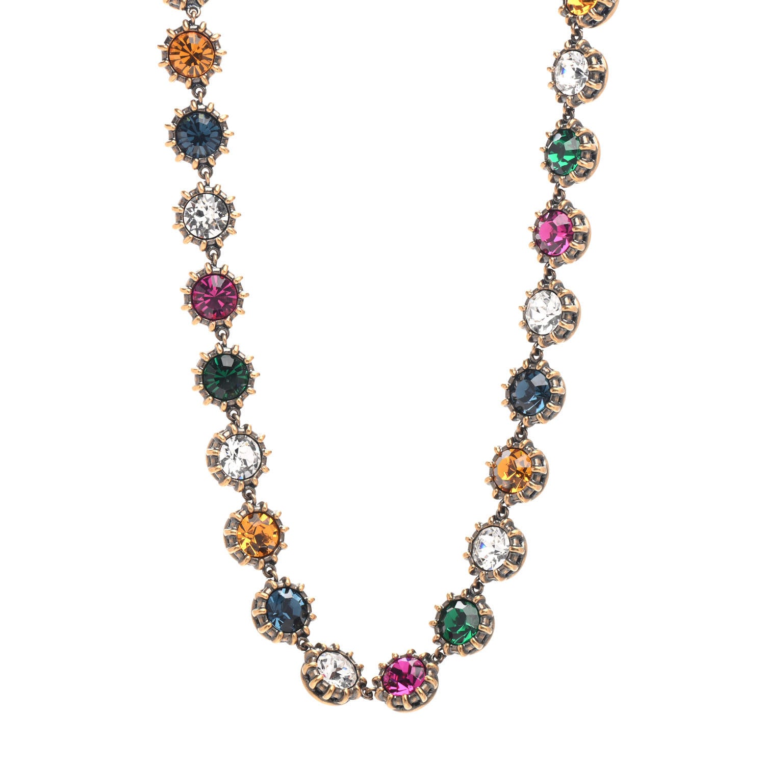 Gucci Crystal Butterfly Necklace Aged Gold Multicolor 1 of 4