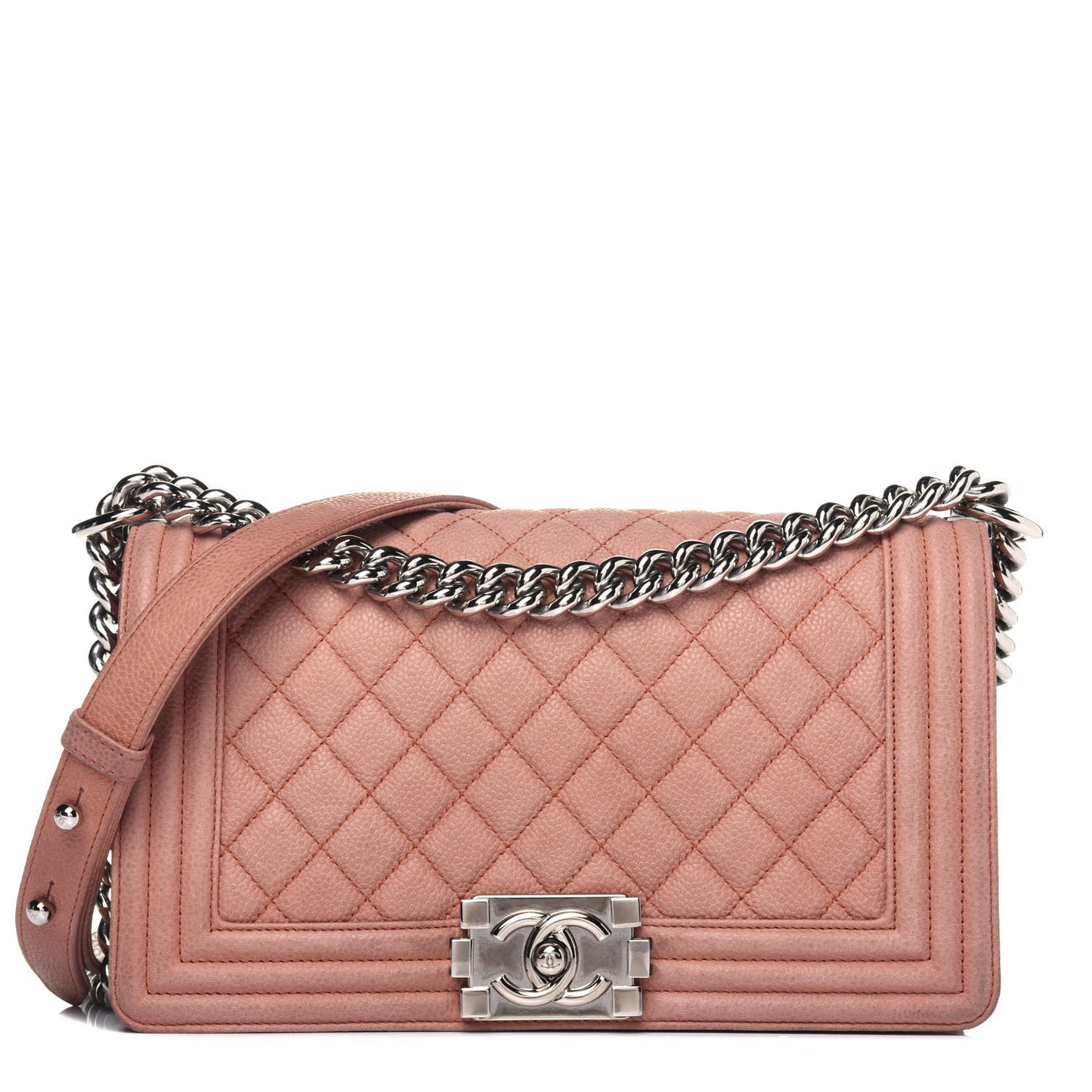 Caviar Quilted Medium Boy Flap Light Pink