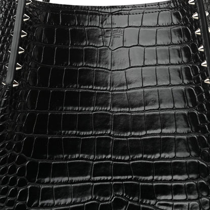 Christian Louboutin Crocodile Embossed Calfskin Spiked Cabarock Shopper Tote Black 7 of 9