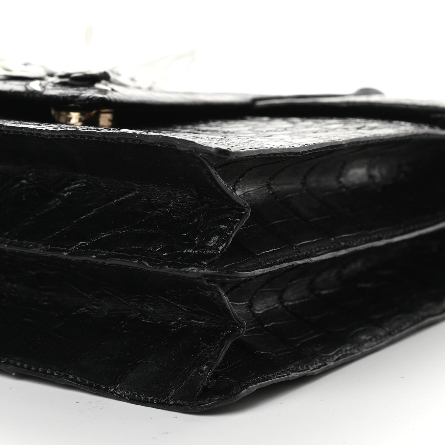 Crocodile Embroidered Birds Bag Black