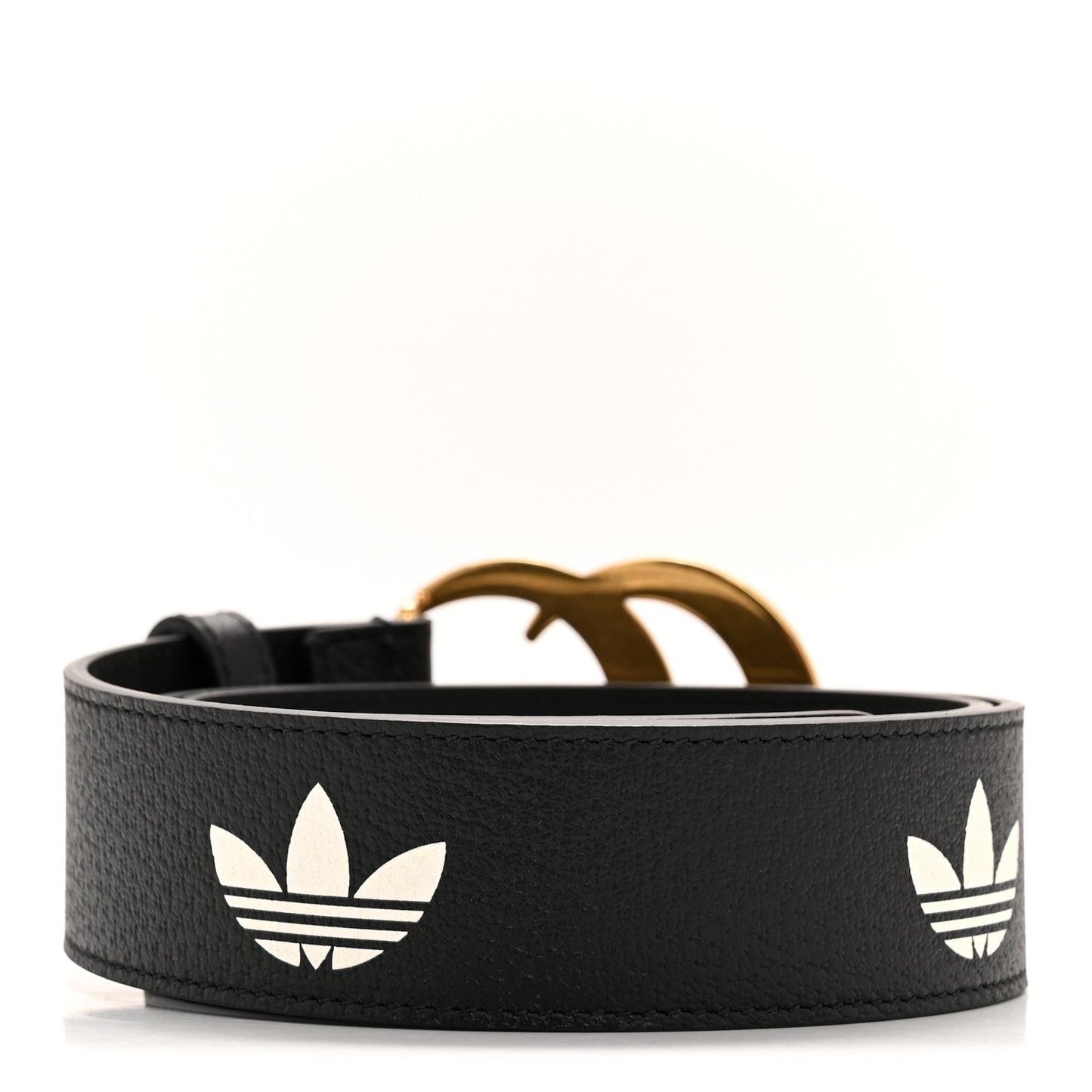 X ADIDAS Textured Dollar Calfskin Double G 40mm Belt 85 34 Black
