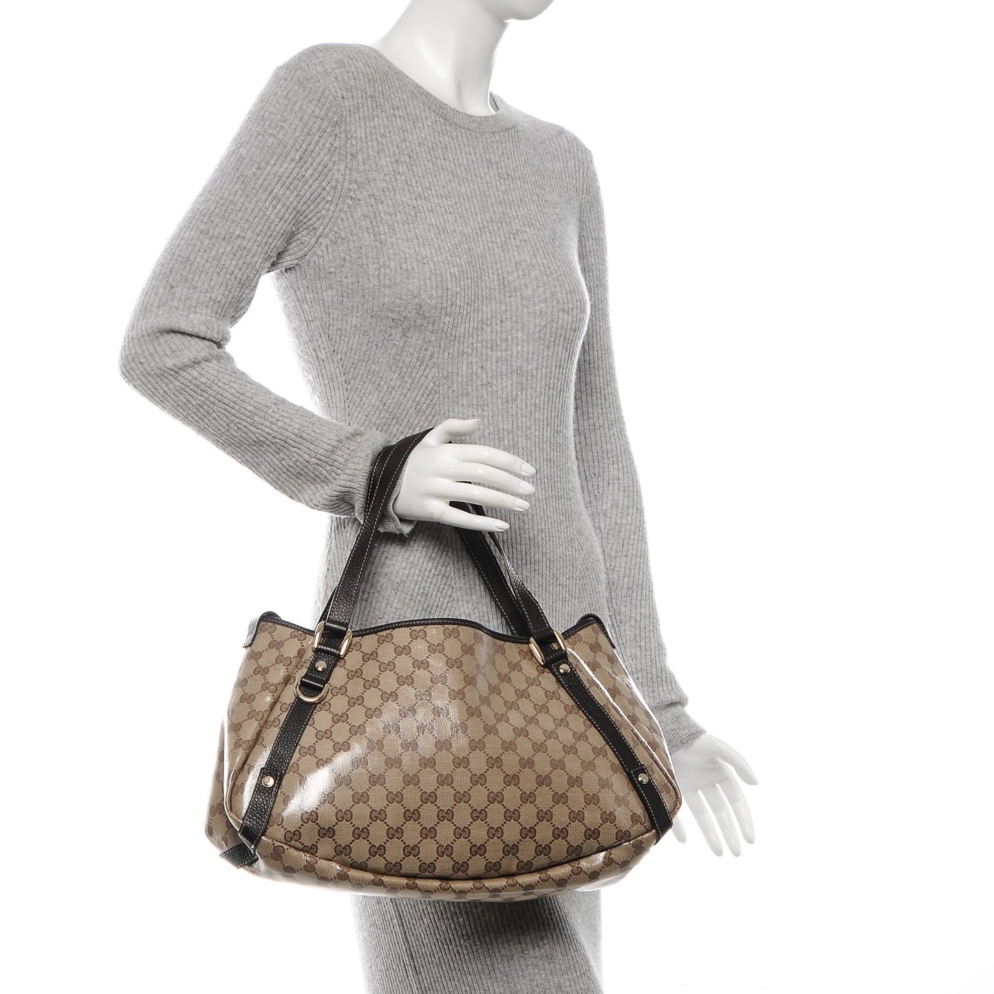Crystal Monogram Medium Abbey Shoulder Bag Dark Brown