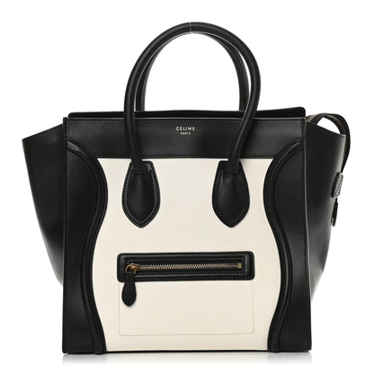 Celine Bullhide Calfskin Mini Bi-Color Luggage Black White 1 of 12