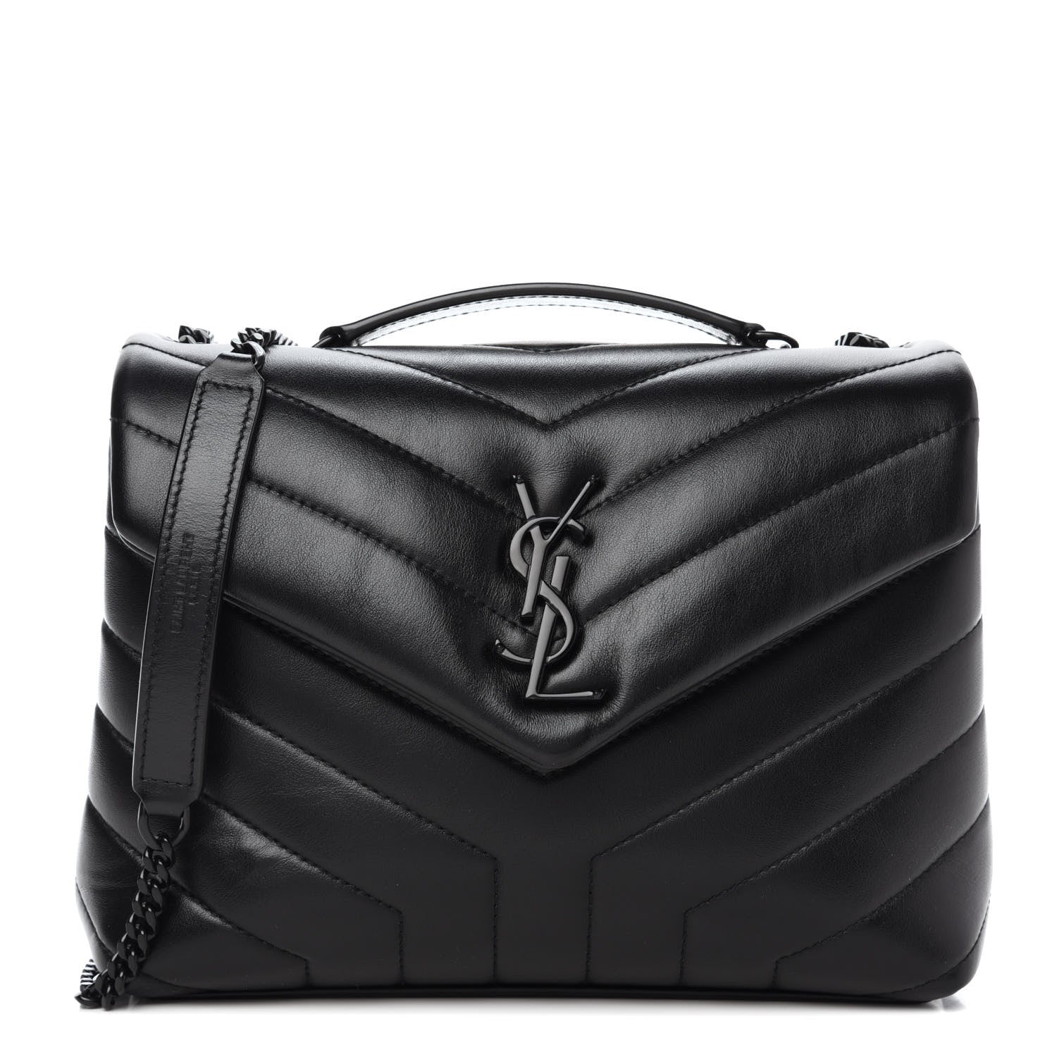 Saint Laurent Calfskin Y Quilted Monogram Small Loulou Chain Satchel Black 1 of 11