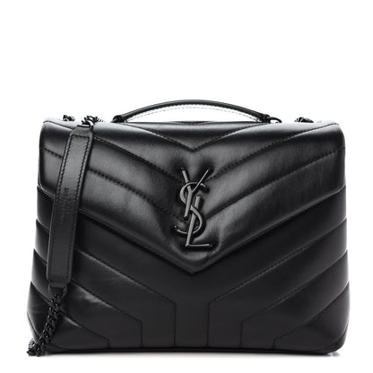 Saint Laurent Calfskin Y Quilted Monogram Small Loulou Chain Satchel Black 1 of 11