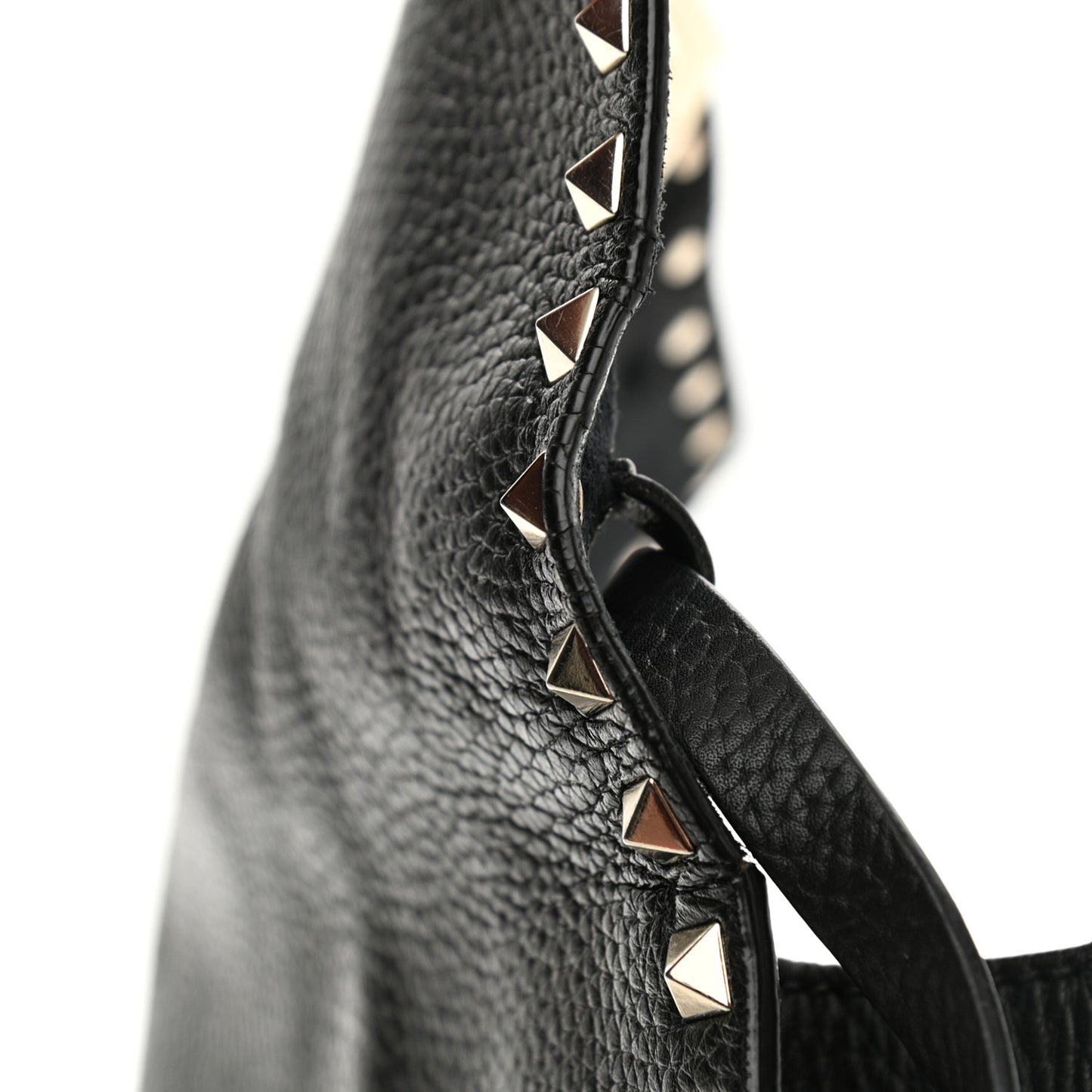 Pebbled Calfskin Medium Rockstud Flip Lock Crossbody Bag Black