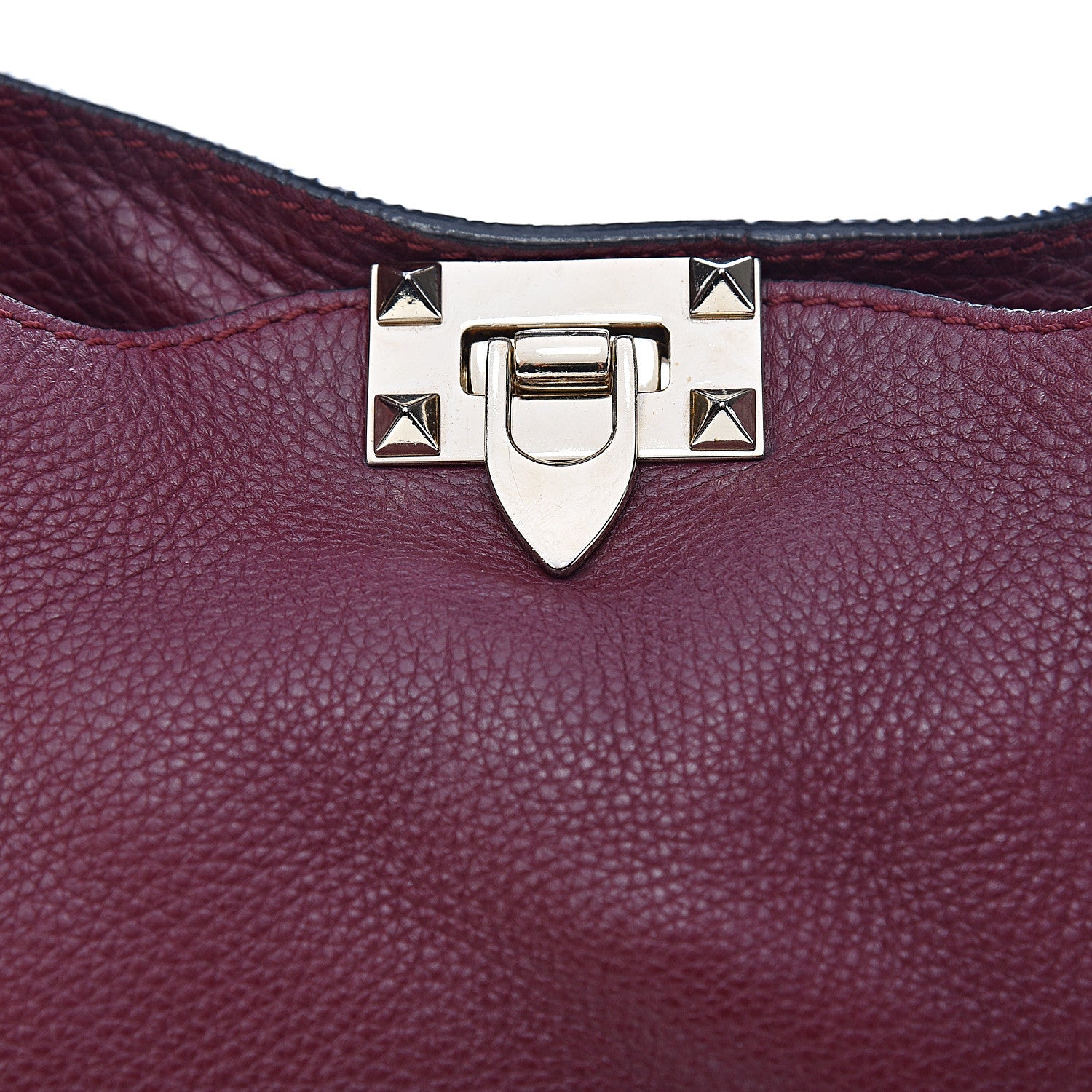 Valentino Garavani Pebbled Calfskin Medium Rockstud Tote Cremisi 10 of 14