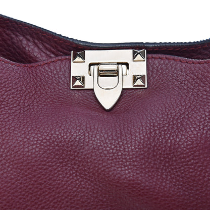 Valentino Garavani Pebbled Calfskin Medium Rockstud Tote Cremisi 10 of 14