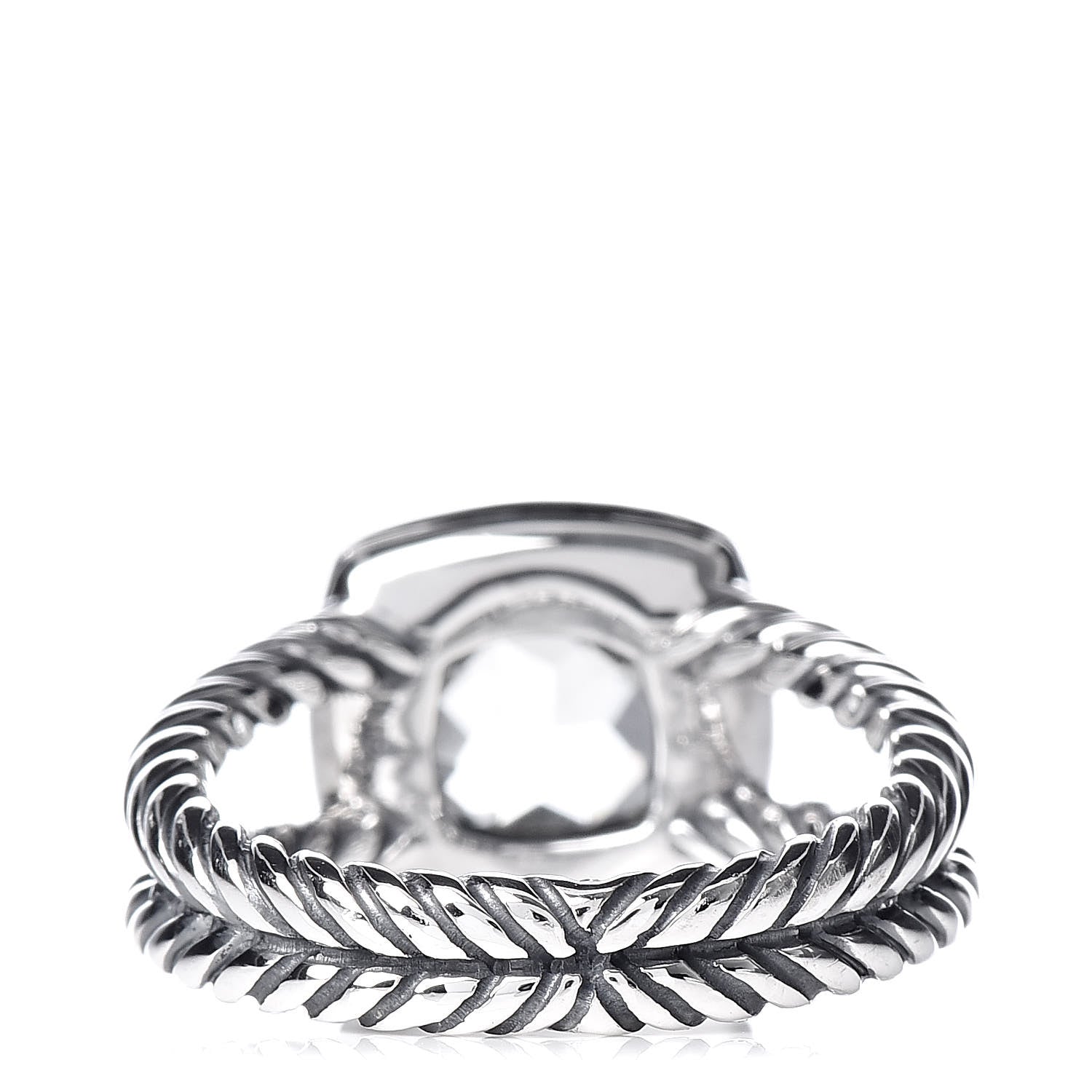 David Yurman Sterling Silver Diamond Prasiolite 7mm Petite Albion Ring 50 5.5 4 of 5