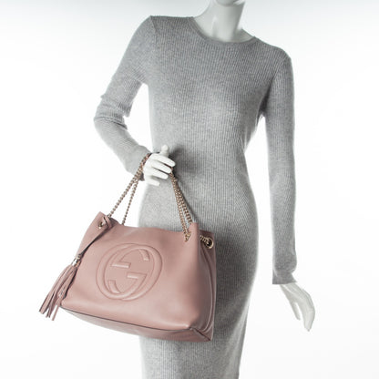 Gucci Pebbled Calfskin Medium Soho Chain Shoulder Bag Dark Cipria 2 of 8