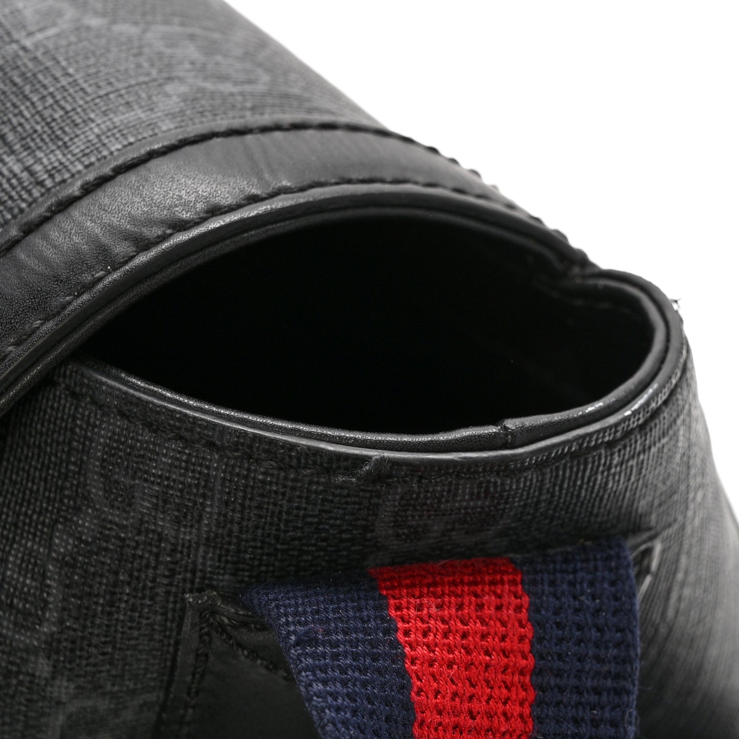 GG Supreme Monogram Web Messenger Diaper Bag Black Grey