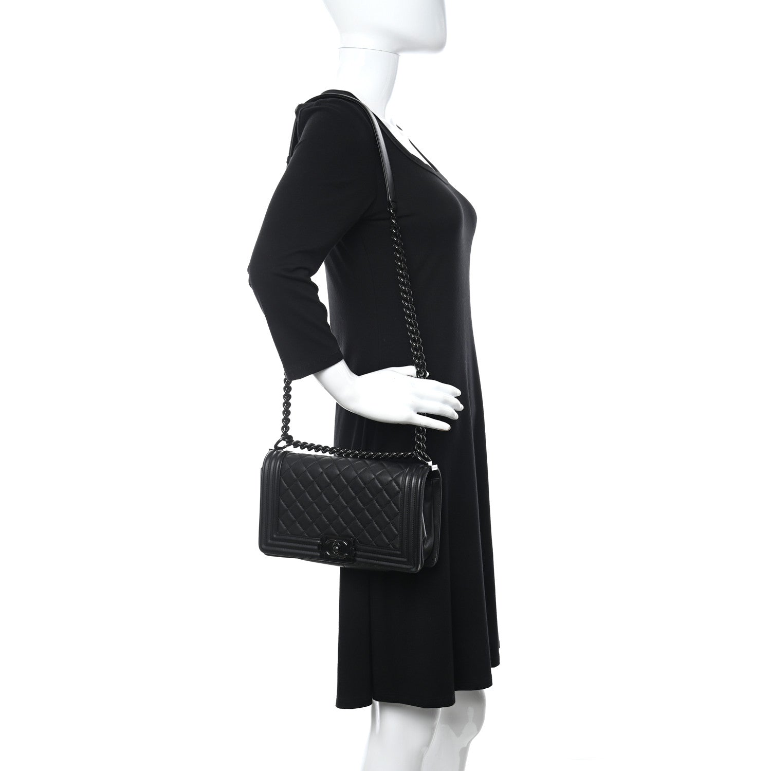 Chanel Lambskin Quilted Medium Boy Flap So Black 2 of 14