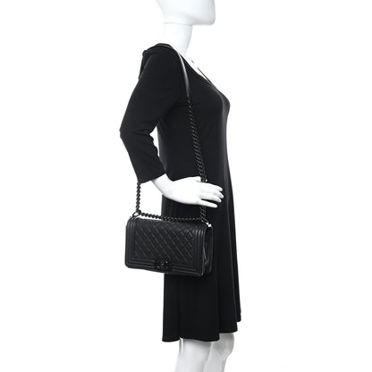 Chanel Lambskin Quilted Medium Boy Flap So Black 2 of 14