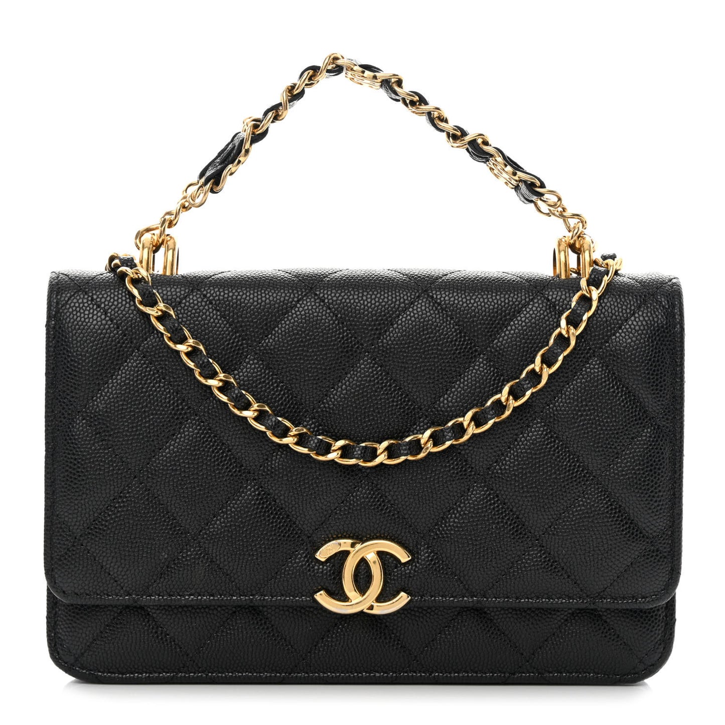 Caviar Quilted Coco First Wallet On Chain WOC Black