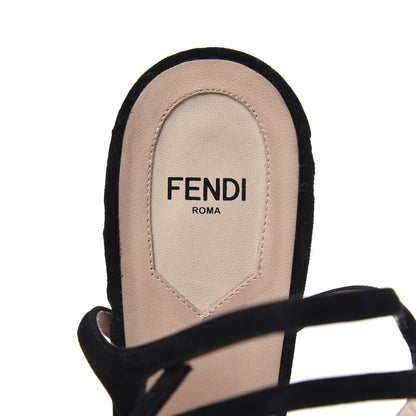 Fendi Velvet Sequin Floral Fantasia 39 Sandals Grey Multicolor 6 of 20