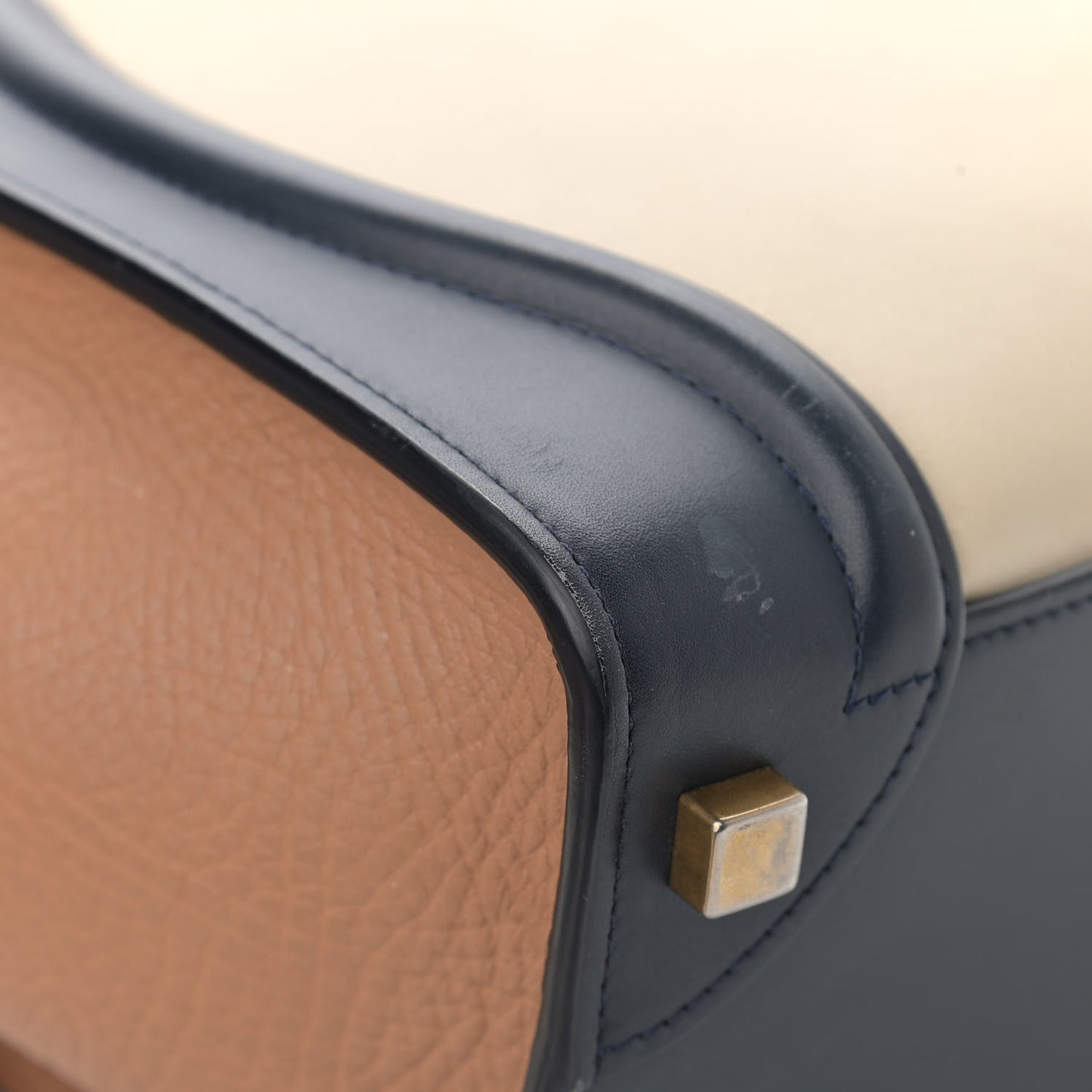 Smooth Calfskin Bullhide Micro Tri-Color Luggage Brown