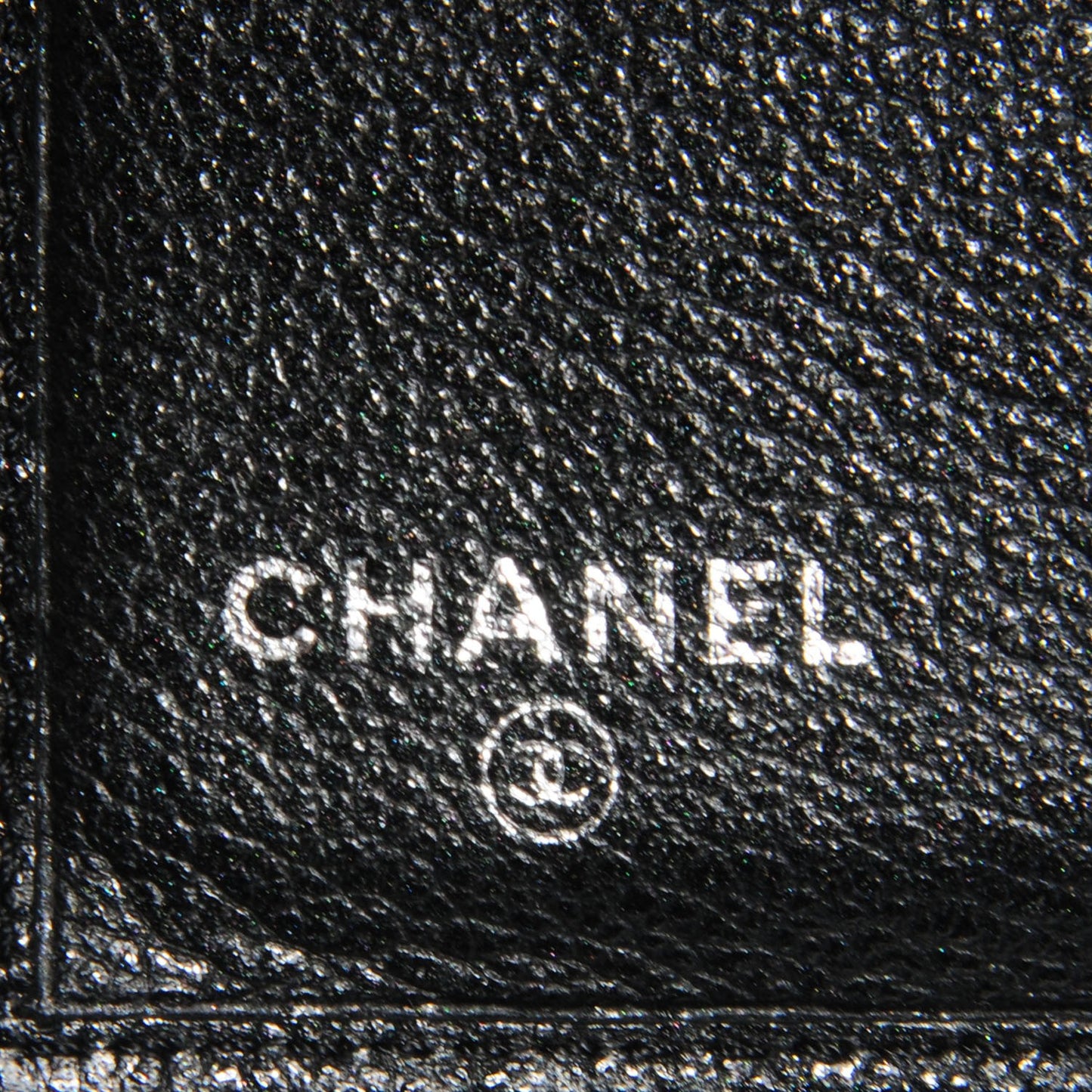 Glazed Goatskin Camellia Embossed French Flap Wallet Black