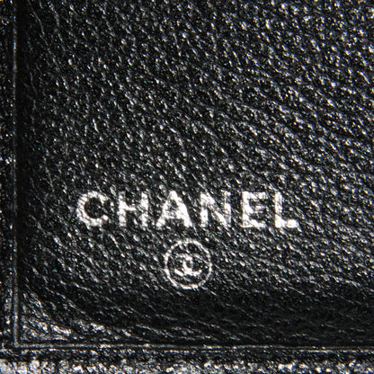 Chanel Glazed Goatskin Camellia Embossed French Flap Wallet Black 6 of 7