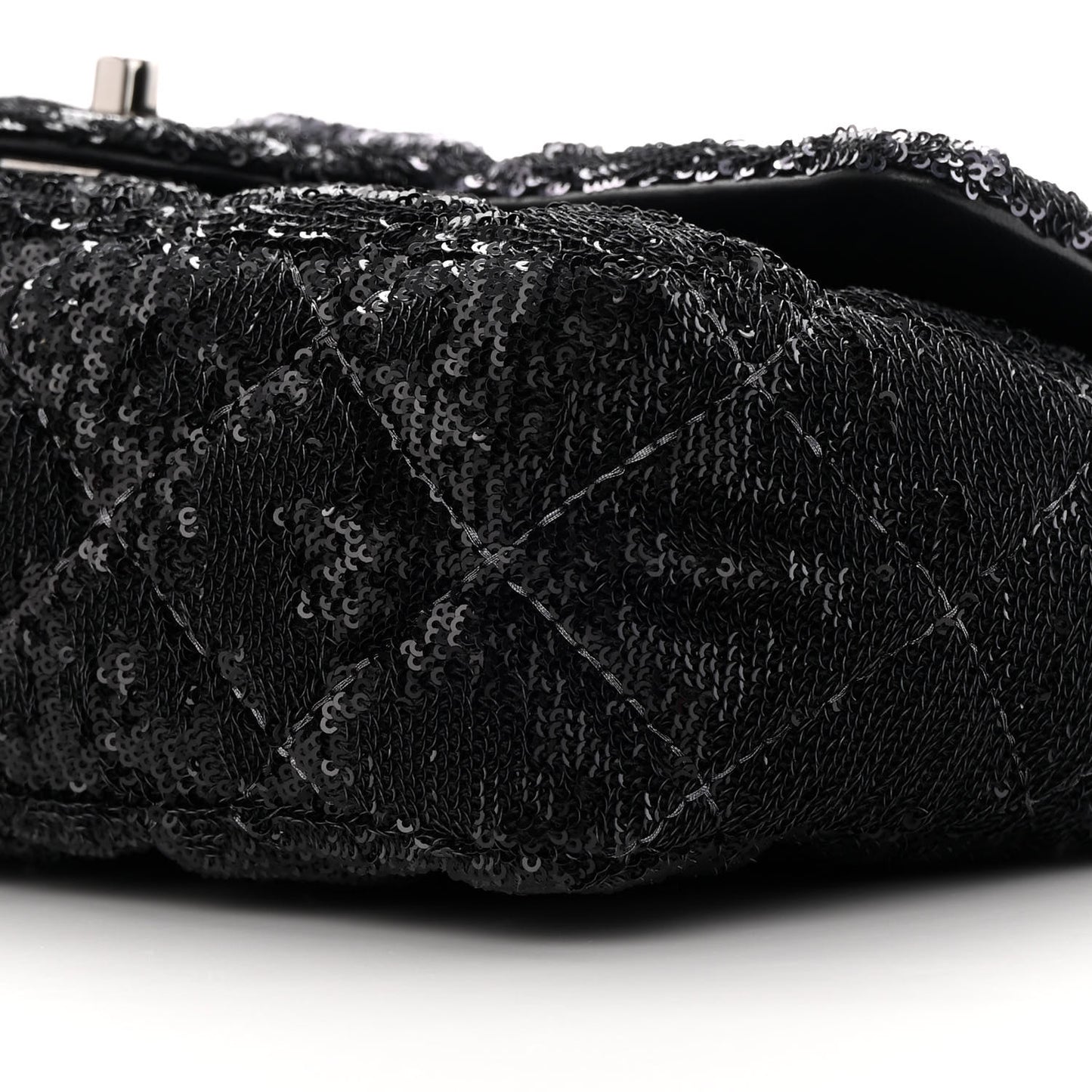 Sequin Quilted Ombre Medium Flap Black Silver